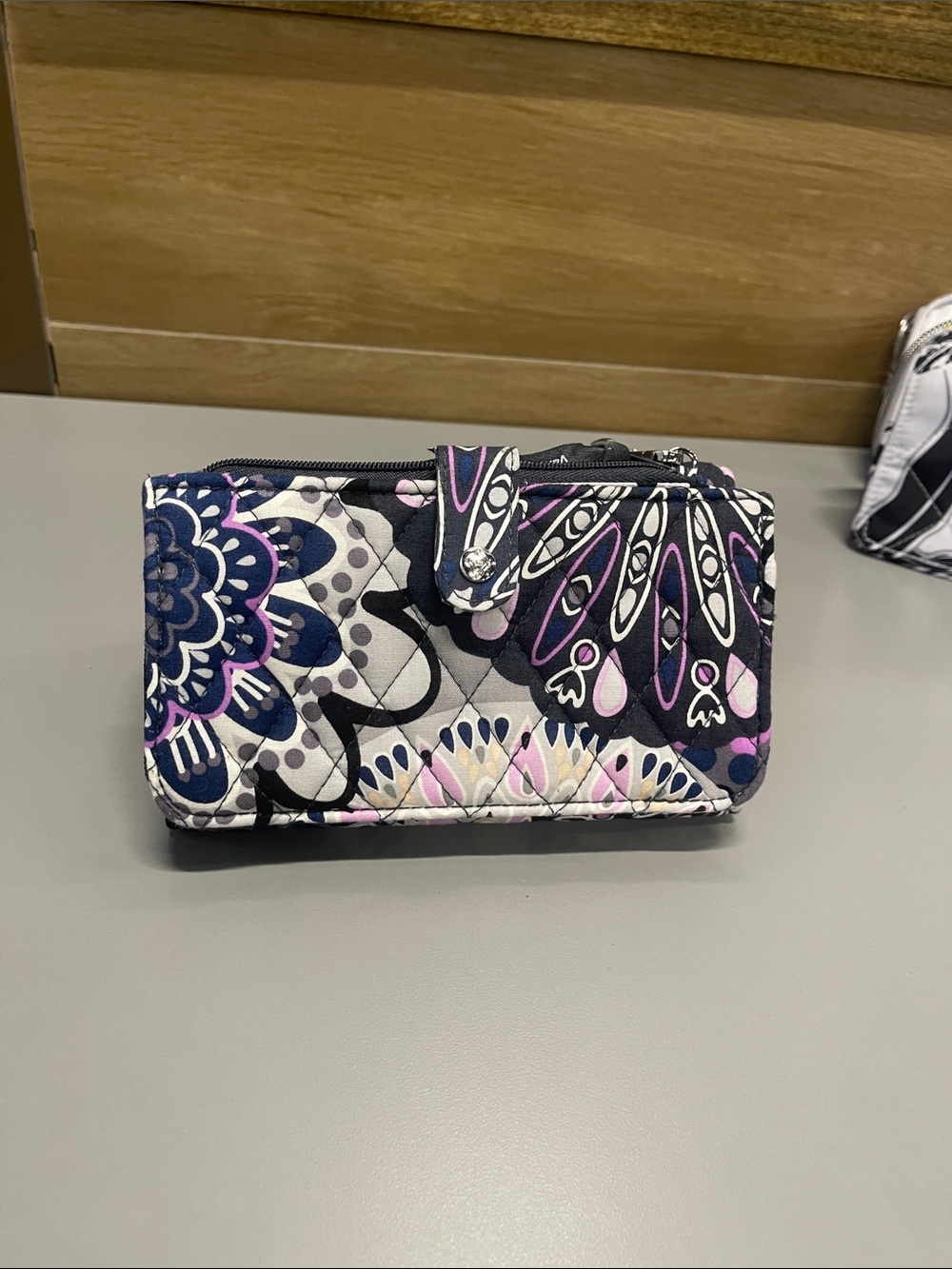 Vera Bradley Navy, Purple & Pink Quilted Floral Wristlet Wallet - Picture 6 of 9